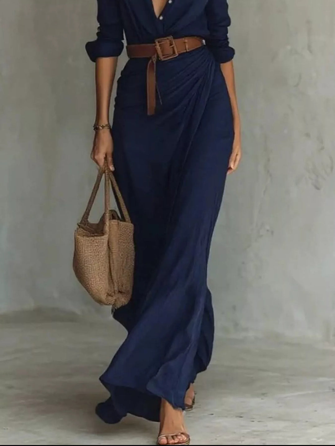 Eleanor | Women’s Belted Long-Sleeve Maxi Dress