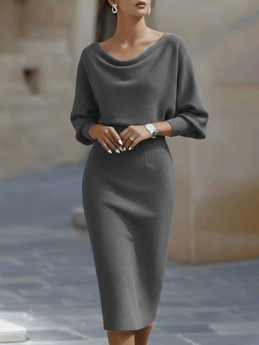 Della | Women's Draped Batwing Midi Dress