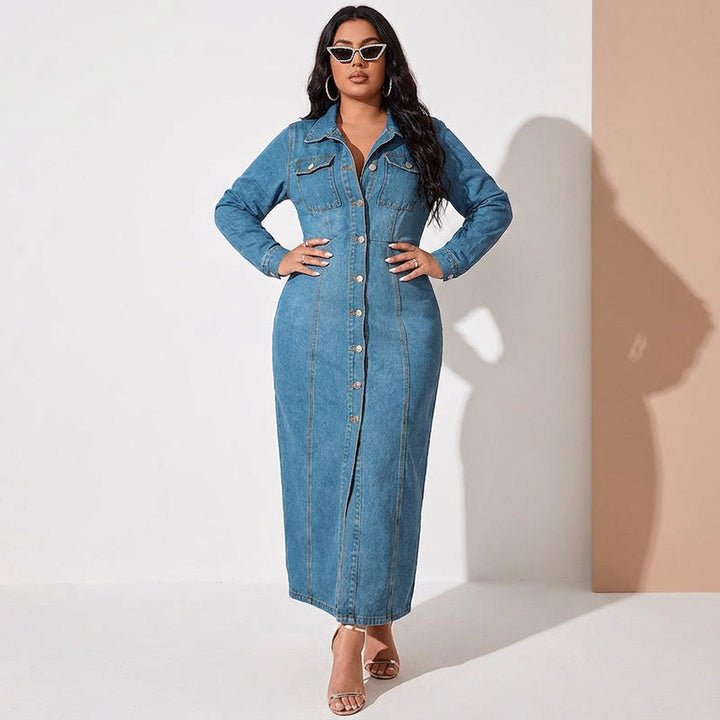 Morwenna | Women's Long Denim Cardigan Dress