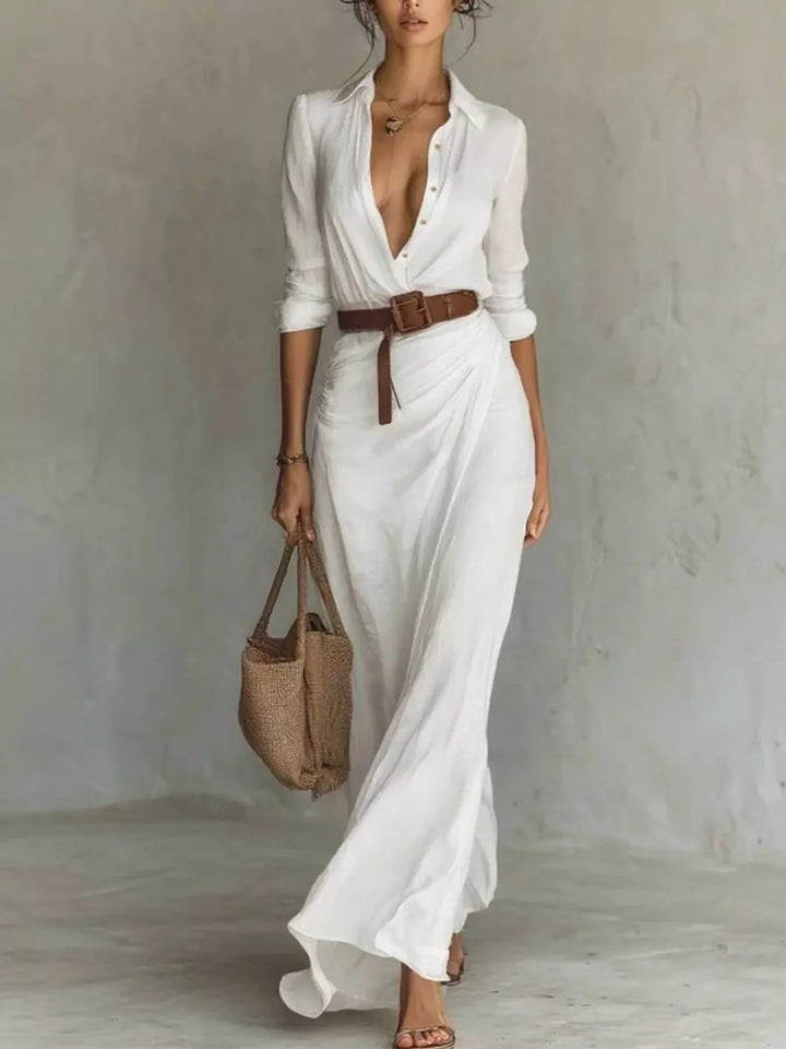 Eleanor | Women’s Belted Long-Sleeve Maxi Dress