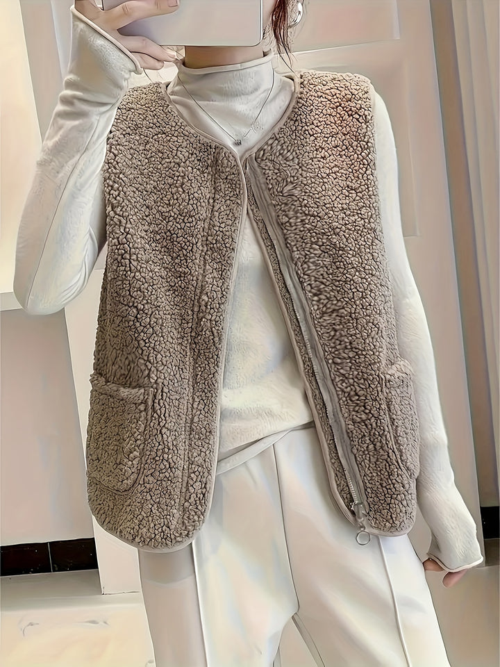 Elara | Women's Plush Zip-Up Vest