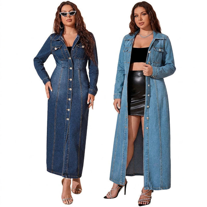 Morwenna | Women's Long Denim Cardigan Dress