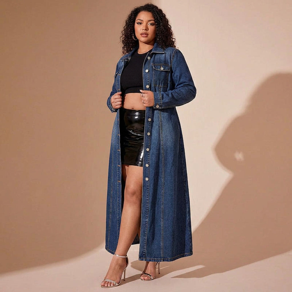 Morwenna | Women's Long Denim Cardigan Dress