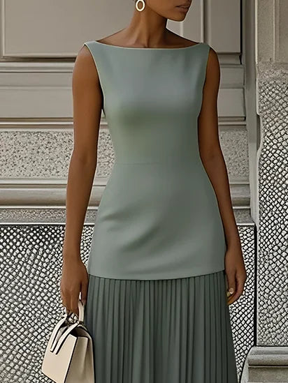 Micaela | Pleated Sleeveless Maxi Dress