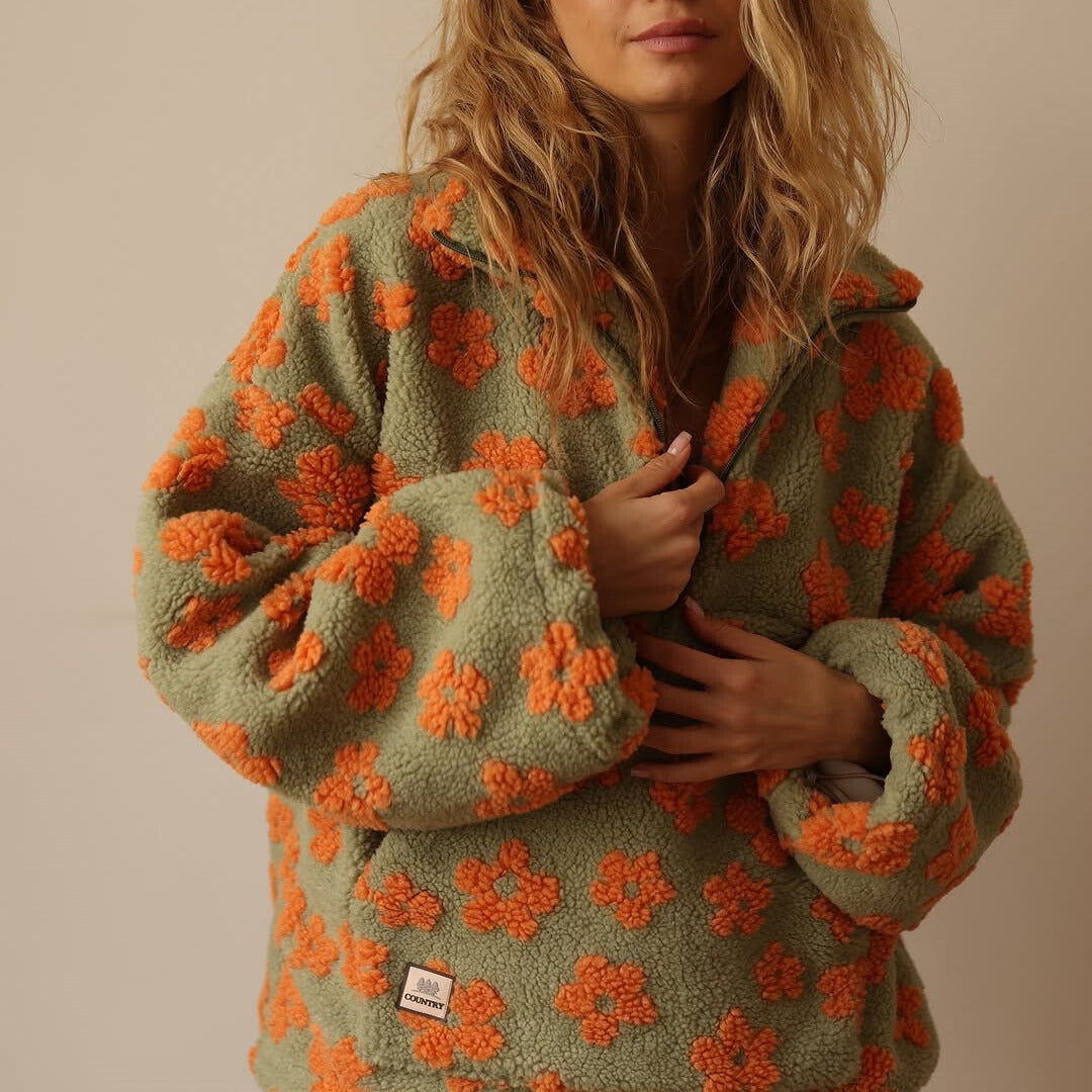 Jessie | Women’s Sweater Floral Quarter Zip