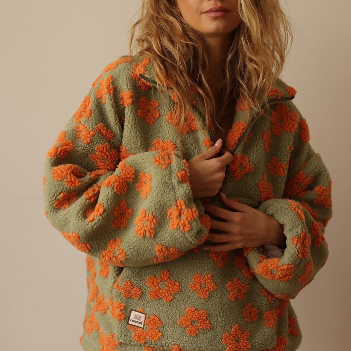 Jessie | Women’s Sweater Floral Quarter Zip