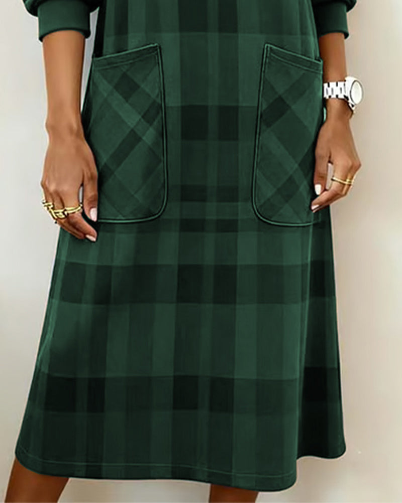 Fleur | Women's Plaid Shift Dress with Pockets