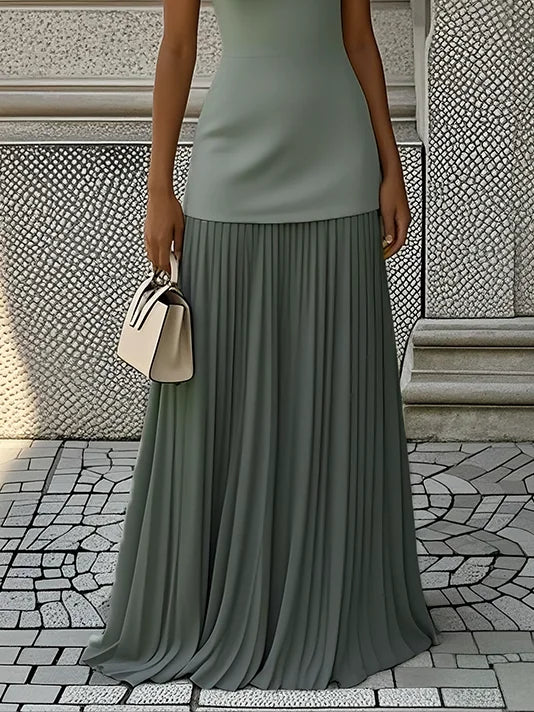 Micaela | Pleated Sleeveless Maxi Dress