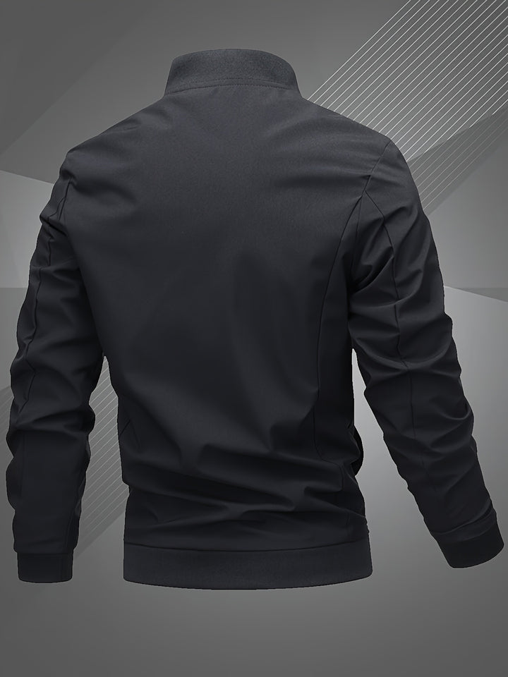 Elliot | Men’s Zip Bomber Jacket with Embroidered Detail