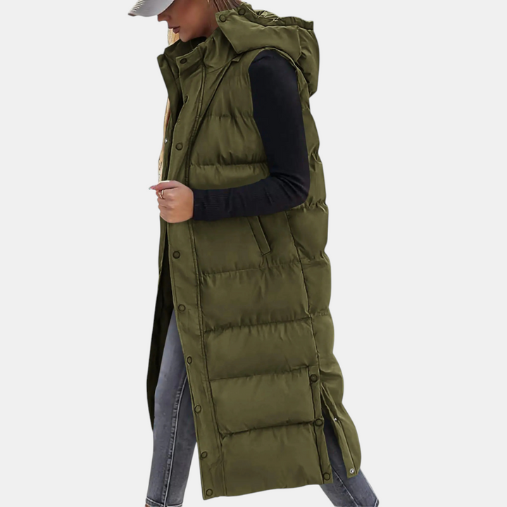 Charlotte | Women's Long Hooded Puffer GiletCharlotte | Women's Long Hooded Puffer Gilet