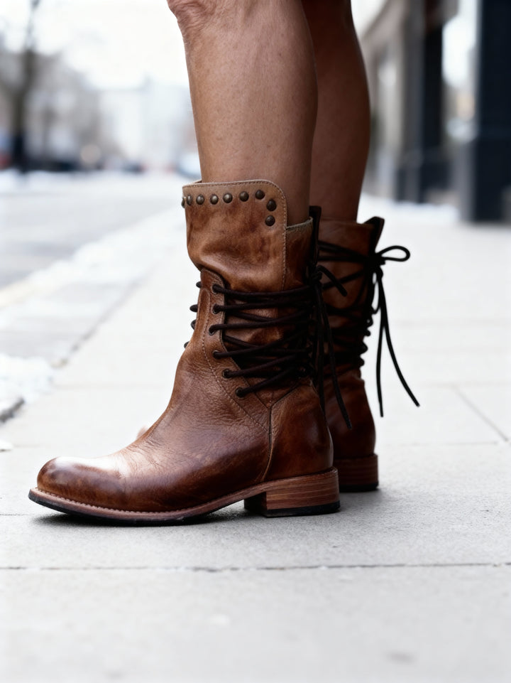 Geraldine | Women's Lace-Up Back Mid-Calf Boots