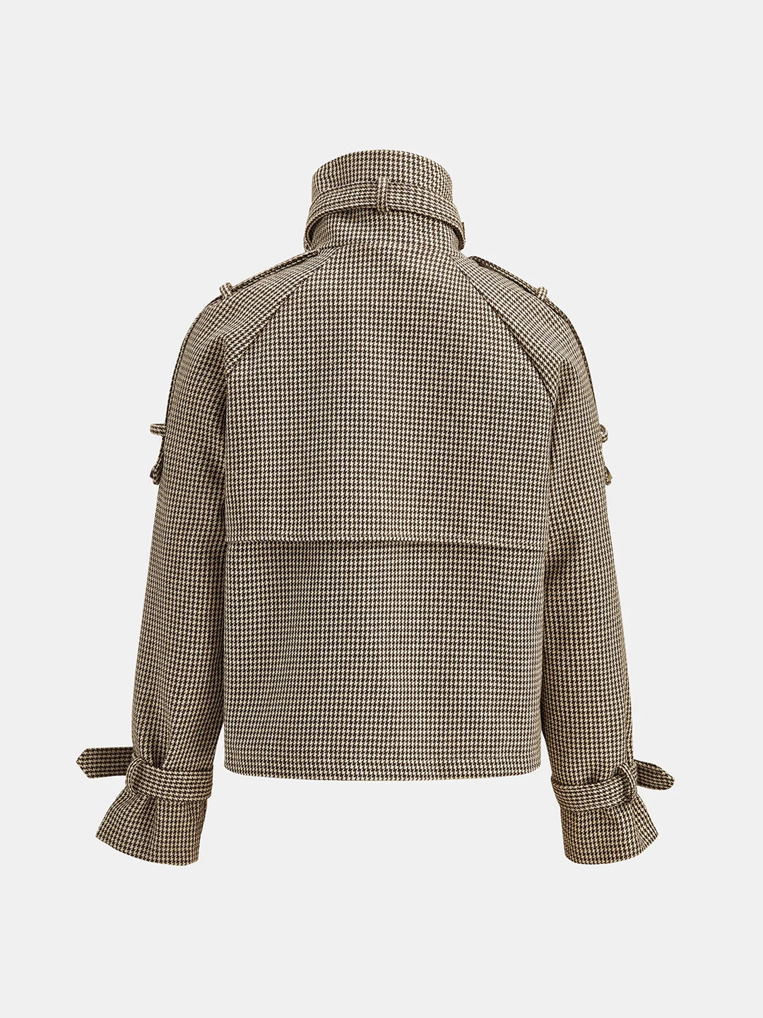 Beatrice | Women’s Cropped Houndstooth Stand-Collar Jacket