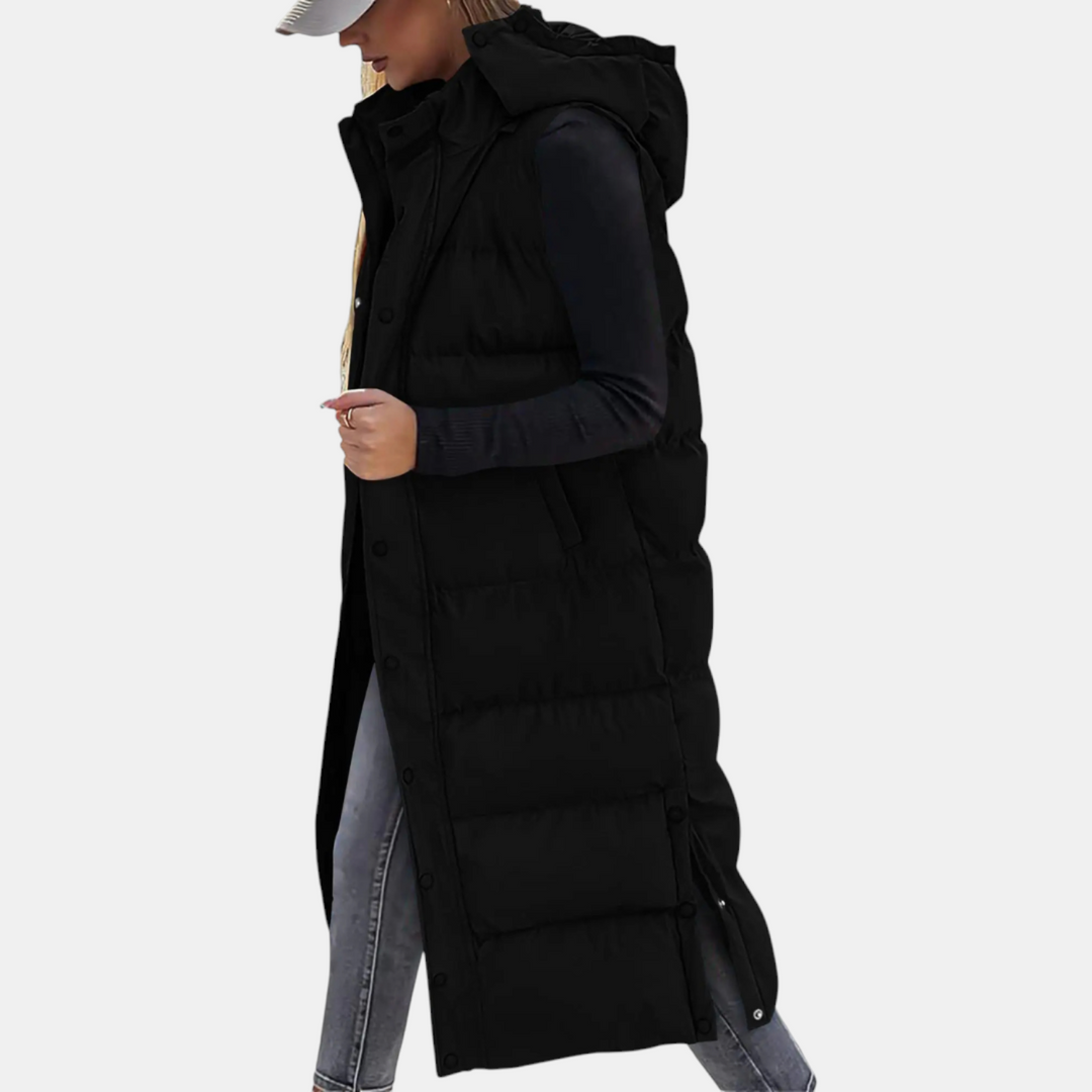 Charlotte | Women's Long Hooded Puffer GiletCharlotte | Women's Long Hooded Puffer Gilet
