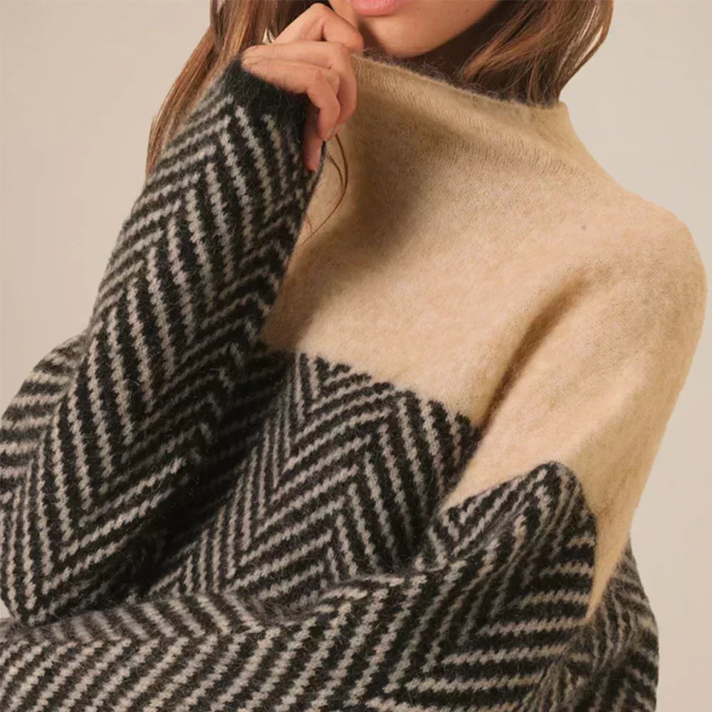 Eva - Herringbone Knit Sweater