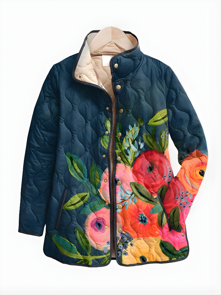 Xanthe | Women's Floral Quilted Jacket with Snap Front