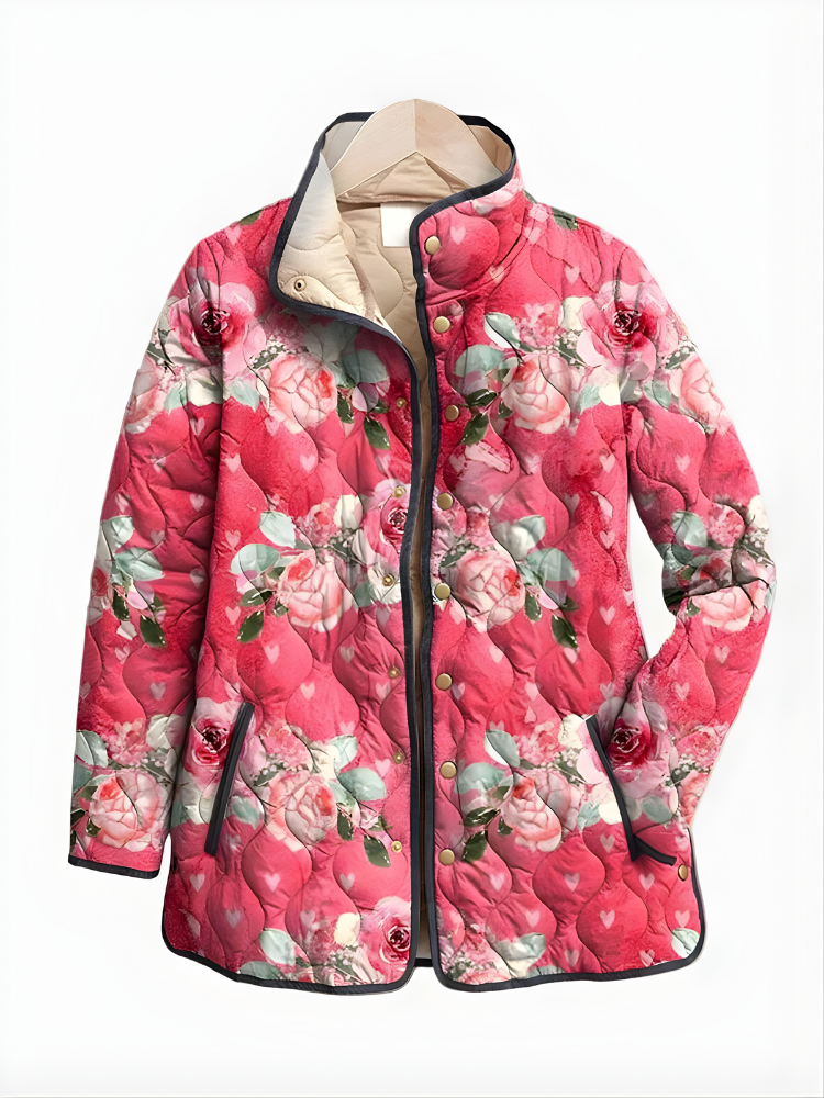 Xanthe | Women's Floral Quilted Jacket with Snap Front
