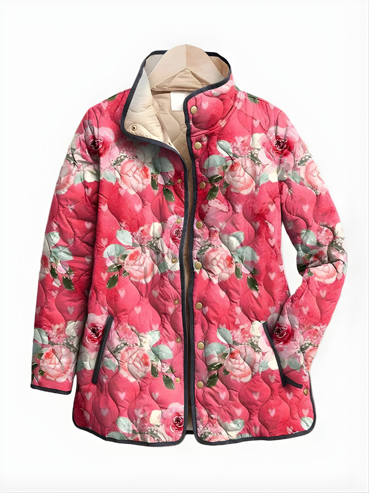 Xanthe | Women's Floral Quilted Jacket with Snap Front