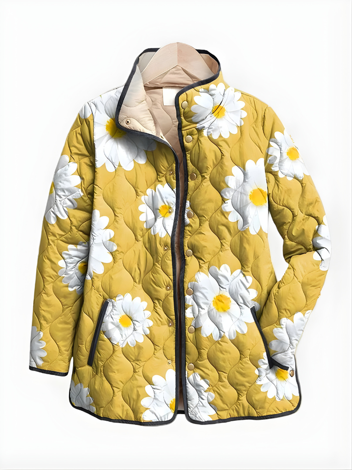 Xanthe | Women's Floral Quilted Jacket with Snap Front