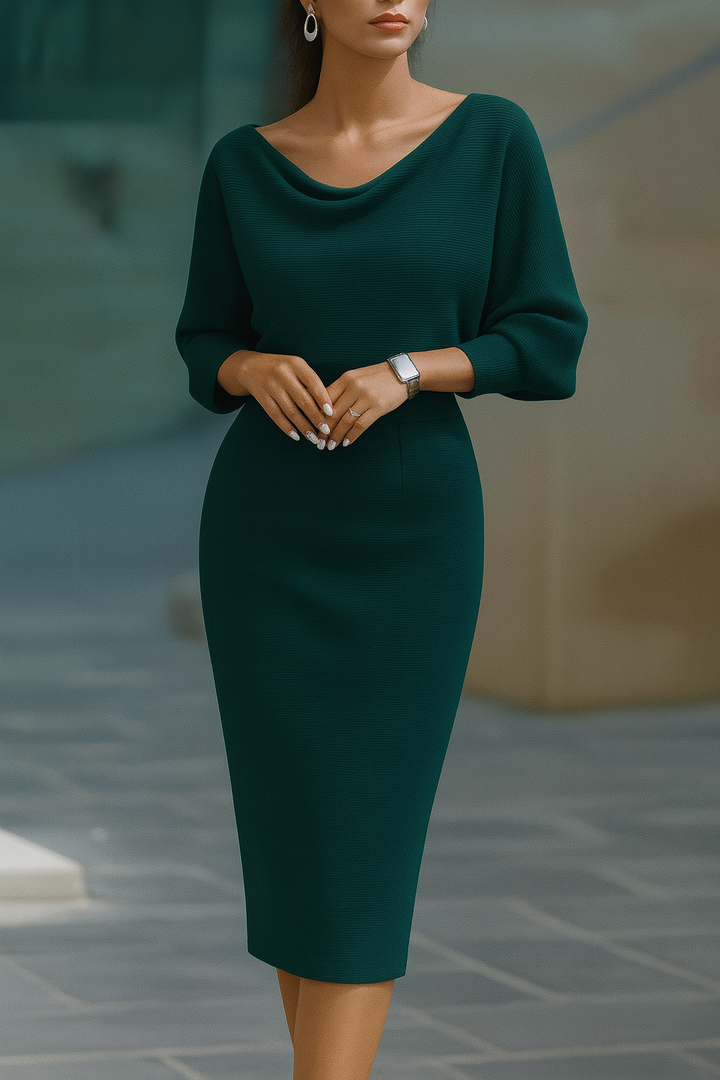 Della | Women's Draped Batwing Midi Dress