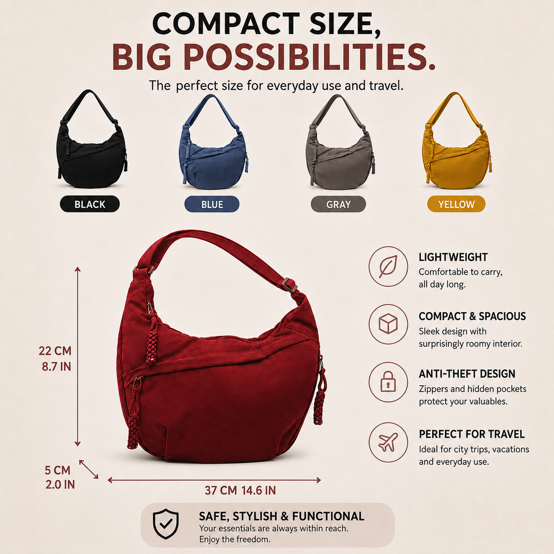 Gioia | Orange Crescent Shoulder Bag with Adjustable Strap