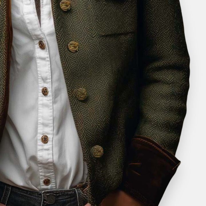 Evelina | Women’s Double-Breasted Herringbone Tweed Blazer