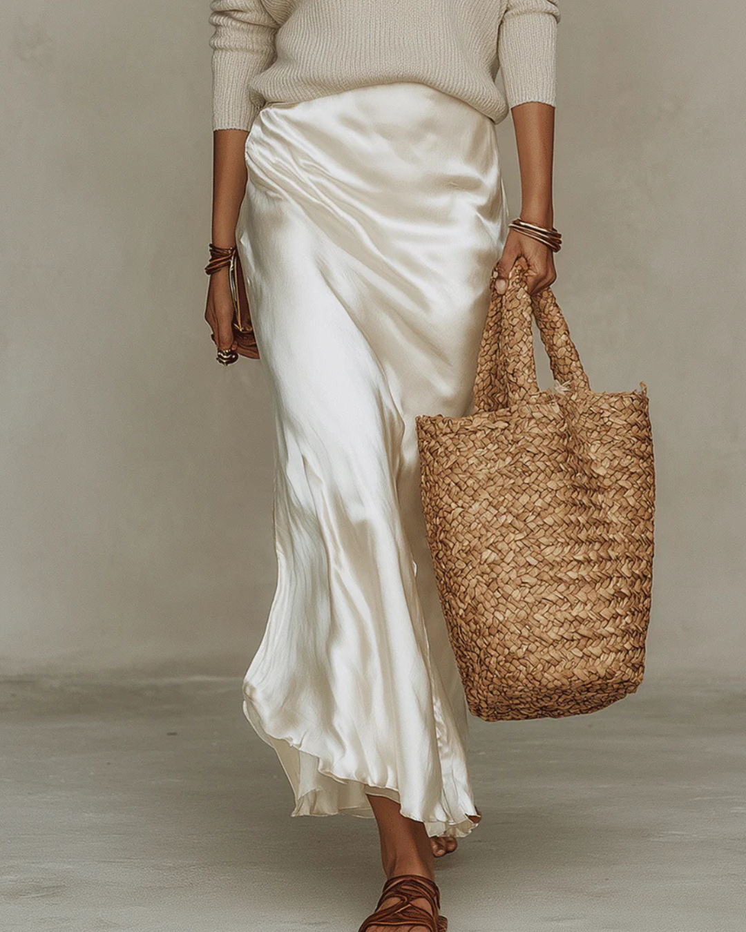Bettina | Women's Satin Midi Dress with Knit Jumper