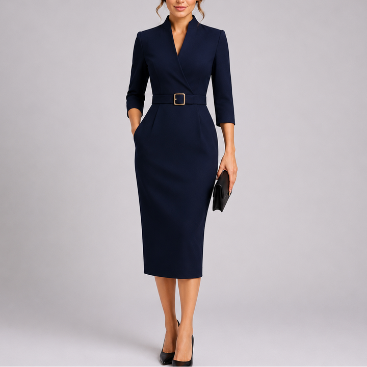 Elodie | Belted Tailored Midi Dress