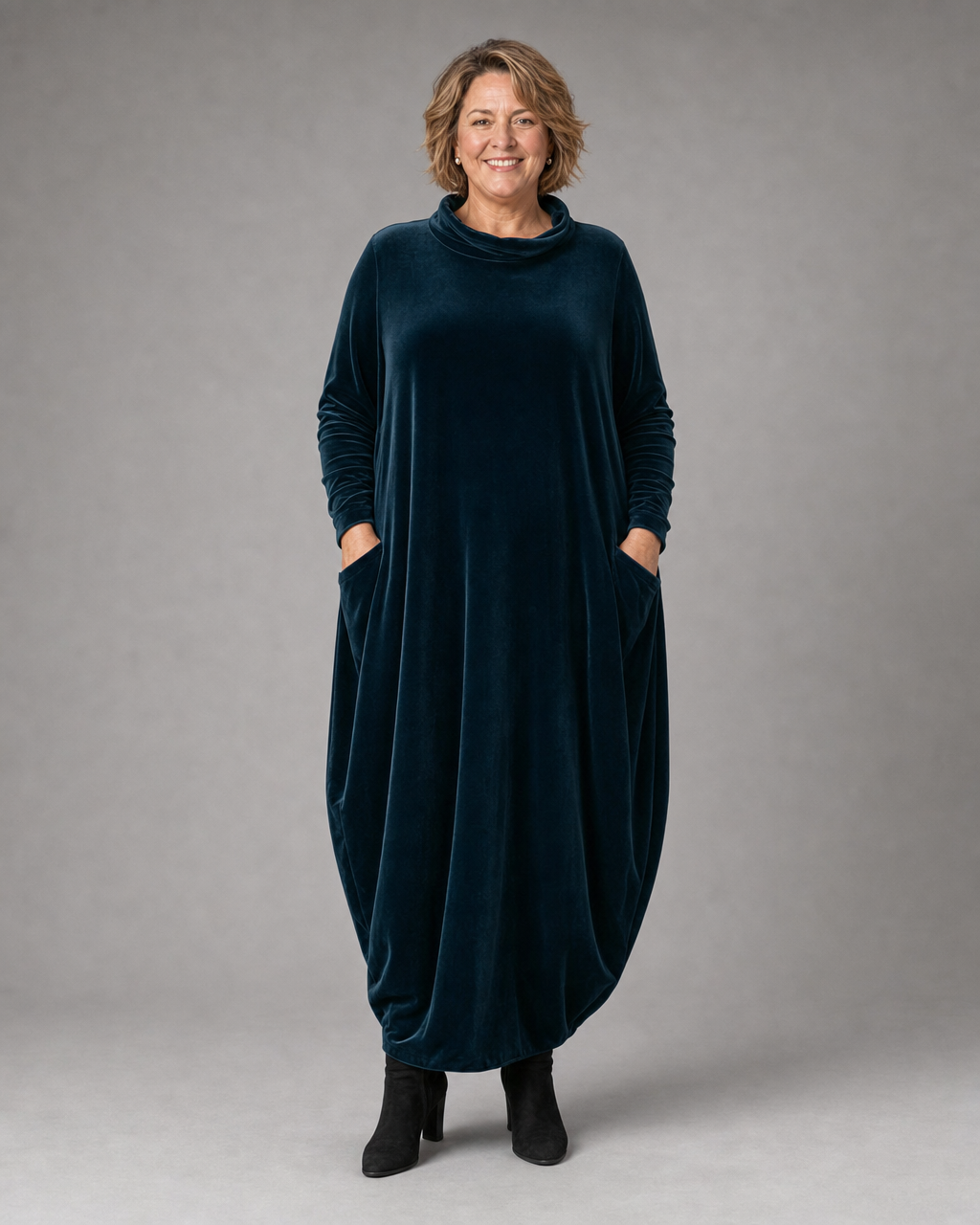 Odette | Women’s Relaxed Velvet Maxi Dress with Pockets