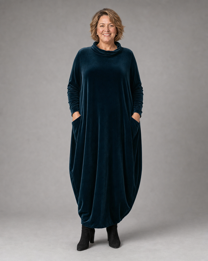 Odette | Women’s Relaxed Velvet Maxi Dress with Pockets