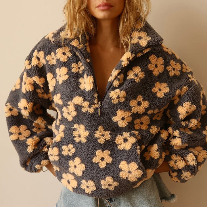 Jessie | Women’s Sweater Floral Quarter Zip
