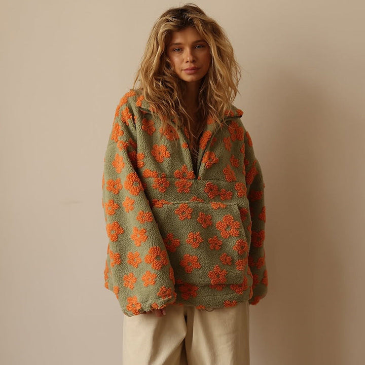 Jessie | Women’s Sweater Floral Quarter Zip