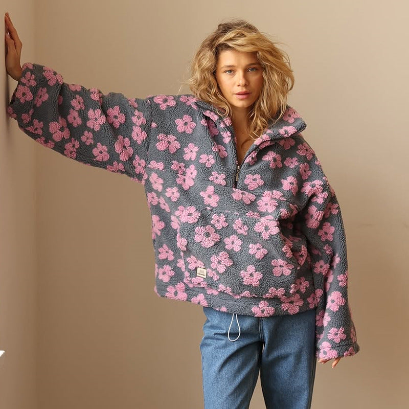 Jessie | Women’s Sweater Floral Quarter Zip