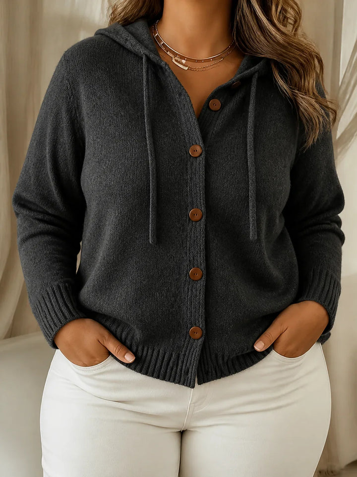 Aurelie | Women's Hooded Button-Front Knit Cardigan with Drawstring