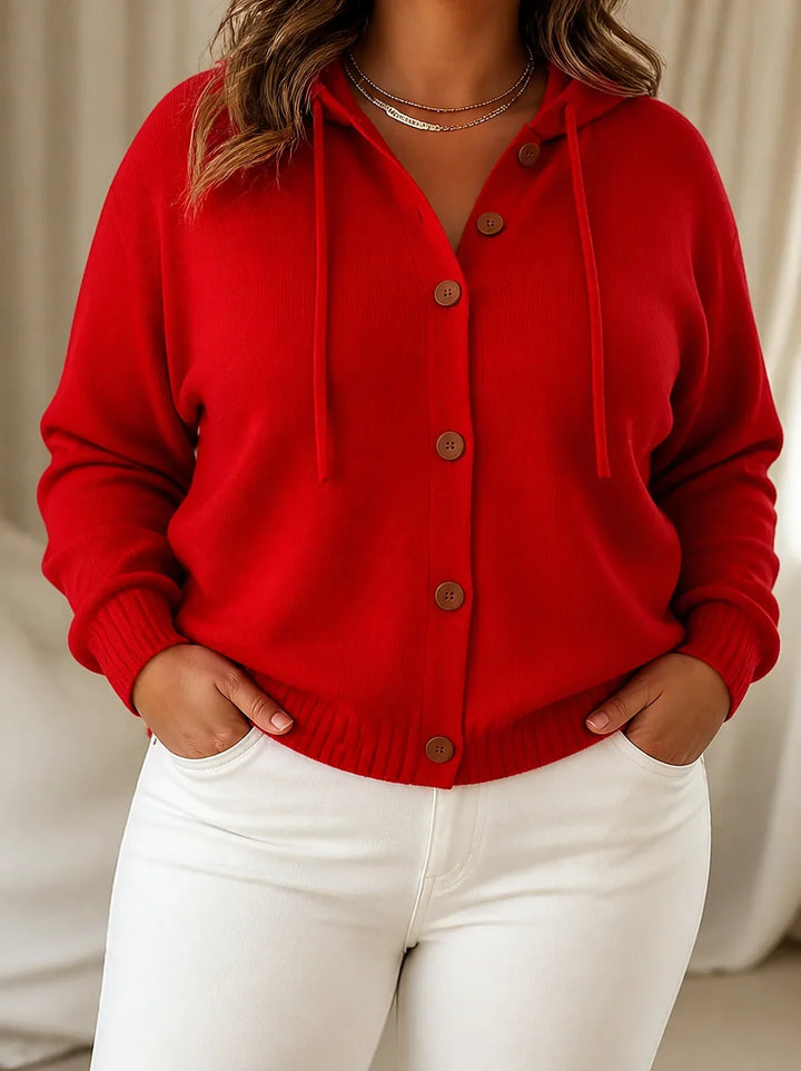 Aurelie | Women's Hooded Button-Front Knit Cardigan with Drawstring