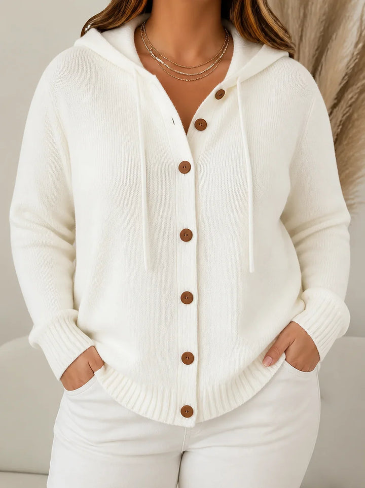Aurelie | Women's Hooded Button-Front Knit Cardigan with Drawstring