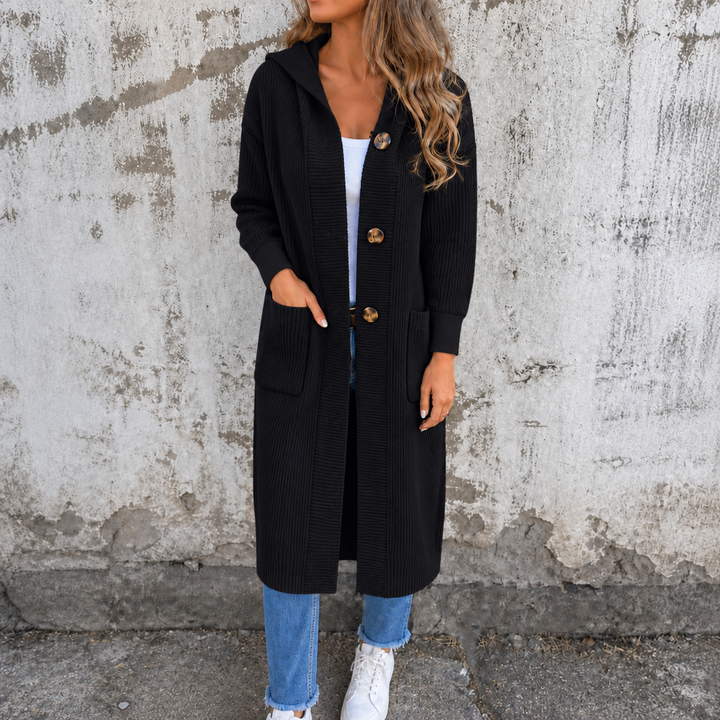 Greer | Women's Hooded Button-Front Long Knit Cardigan