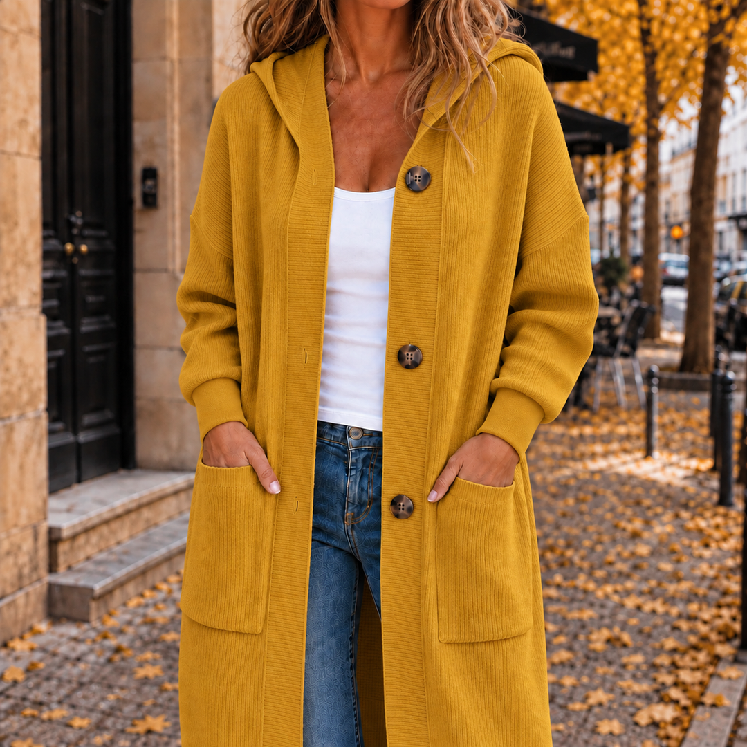 Greer | Women's Hooded Button-Front Long Knit Cardigan