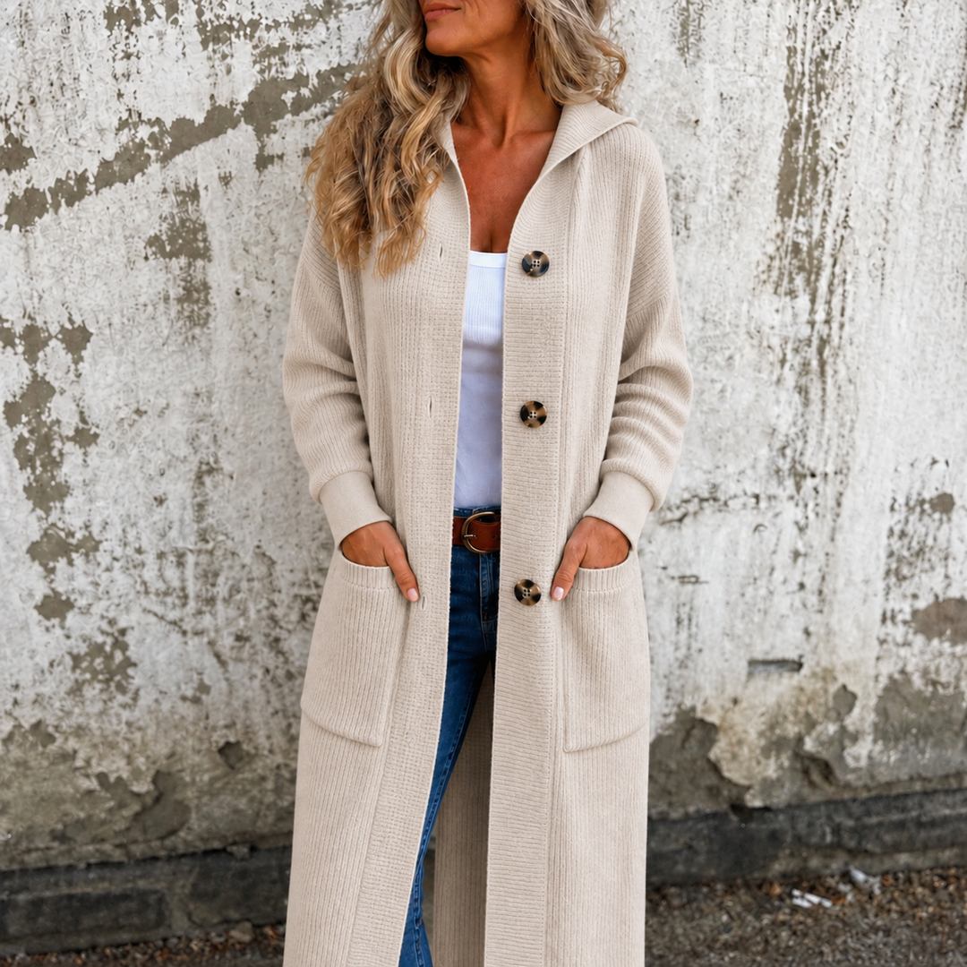 Greer | Women's Hooded Button-Front Long Knit Cardigan