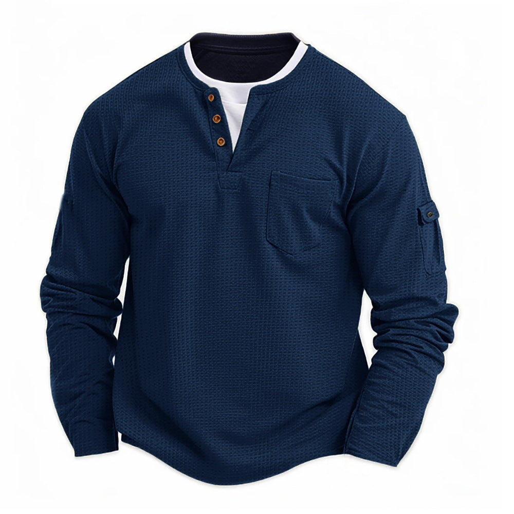 Graham | Men’s Textured Long-Sleeve Henley Top