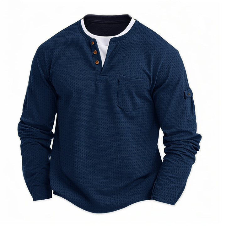 Graham | Men’s Textured Long-Sleeve Henley Top