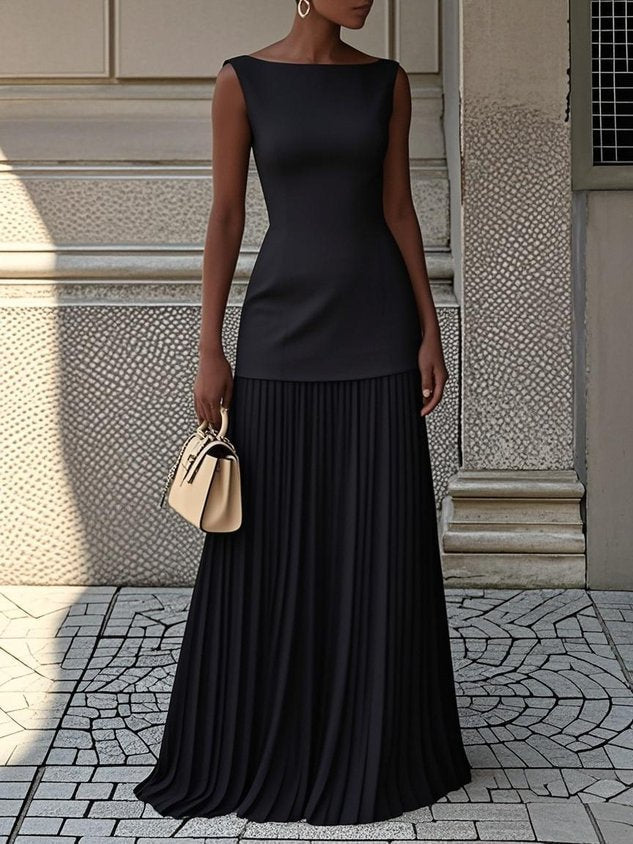 Eliza | Women's Sleeveless Pleated Maxi Dress