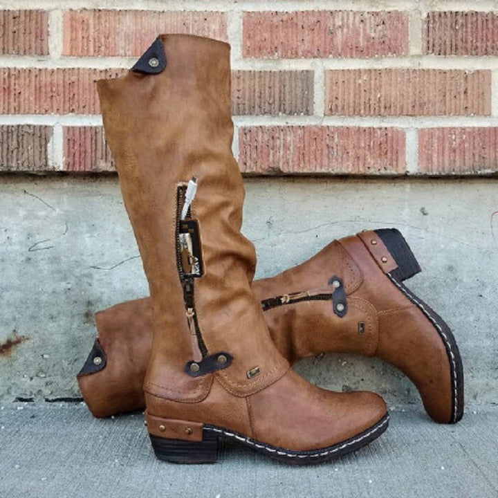 Esme | Women's Knee-High Boots with Zip Pocket