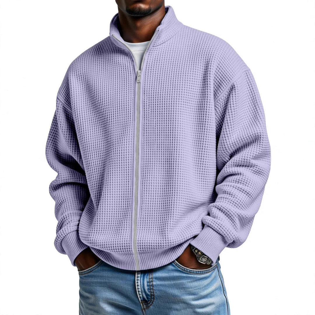Callum | Men's Waffle Knit Zip-Up Cardigan