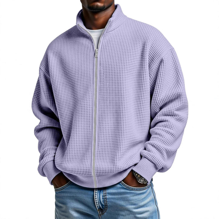 Callum | Men's Waffle Knit Zip-Up Cardigan