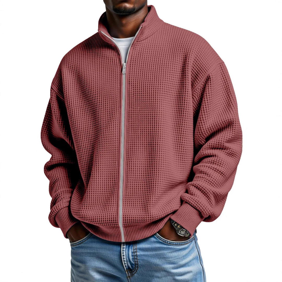 Callum | Men's Waffle Knit Zip-Up Cardigan