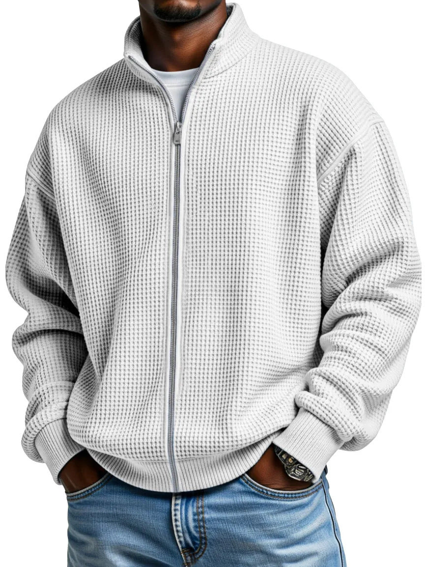 Callum | Men's Waffle Knit Zip-Up Cardigan