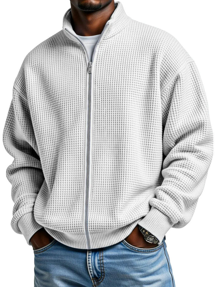 Callum | Men's Waffle Knit Zip-Up Cardigan