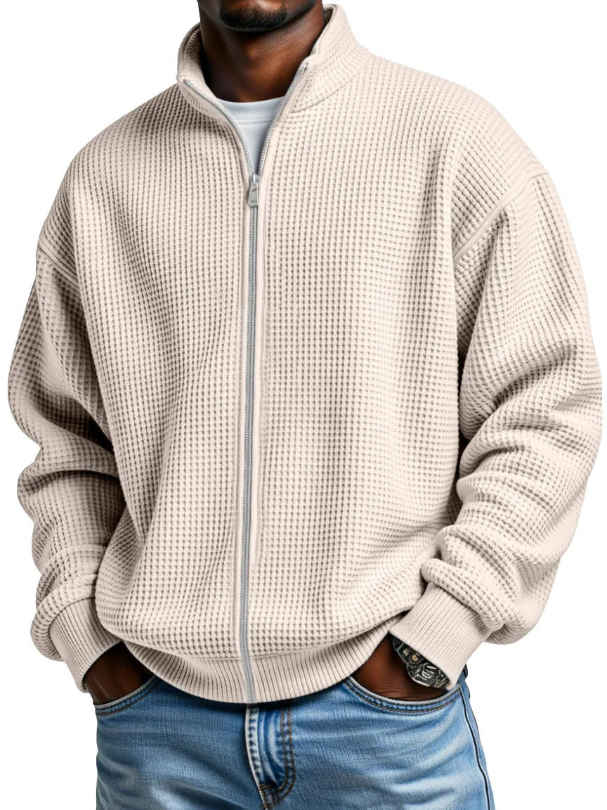 Callum | Men's Waffle Knit Zip-Up Cardigan