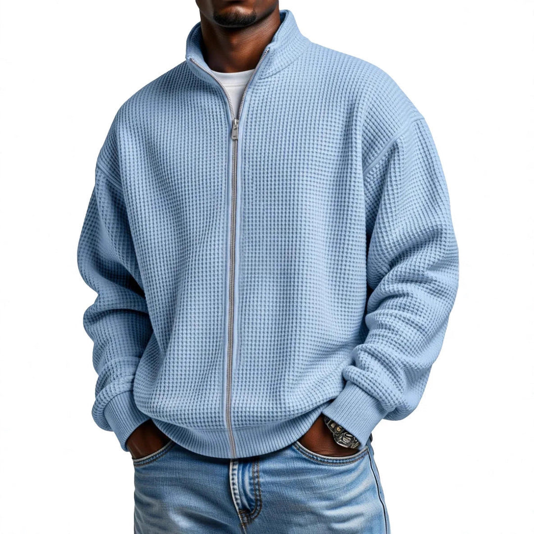 Callum | Men's Waffle Knit Zip-Up Cardigan