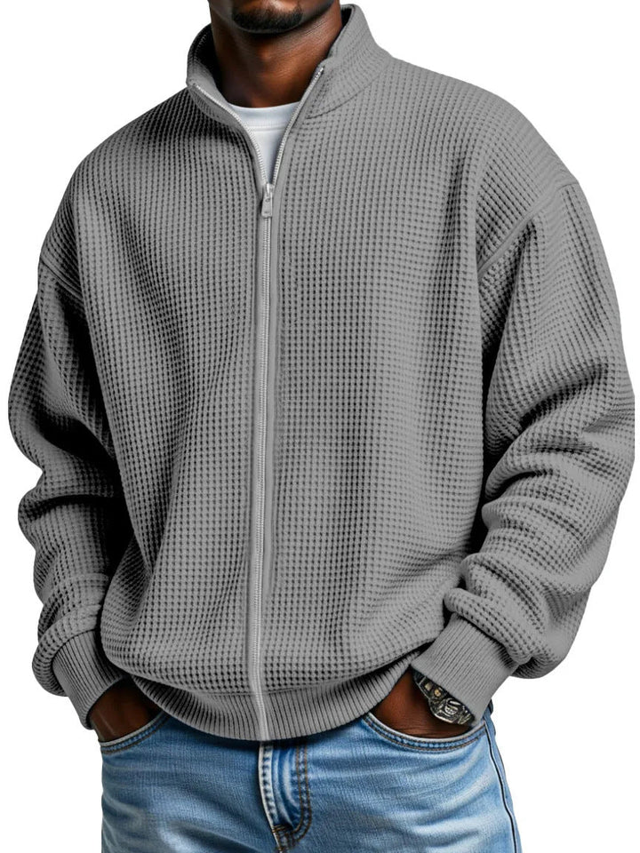 Callum | Men's Waffle Knit Zip-Up Cardigan